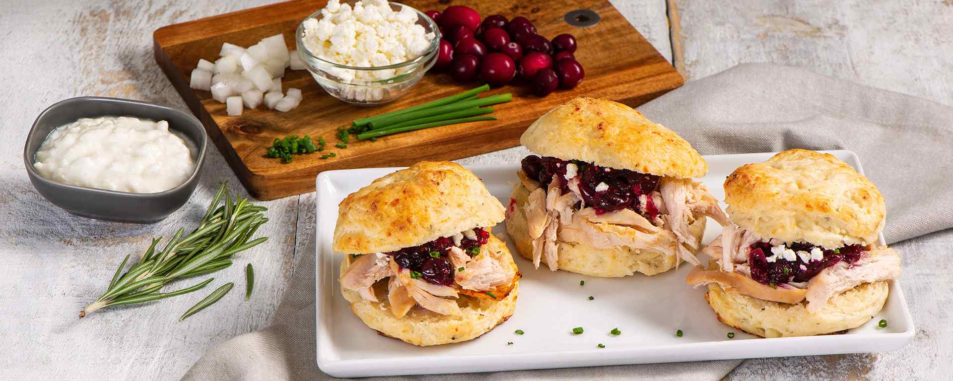 Photo for - Pulled Chicken Sliders on Rosemary Goat Cheese Scones